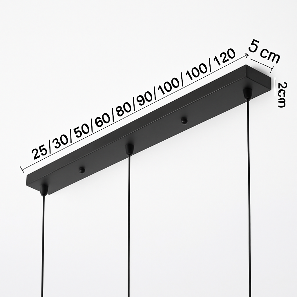 Metal Ceiling Canopy for Multi-Light Pendant Fixtures – Long Mounting Plate in Black or White, 1-5 Outlet Holes, Modern Hardware Accessory