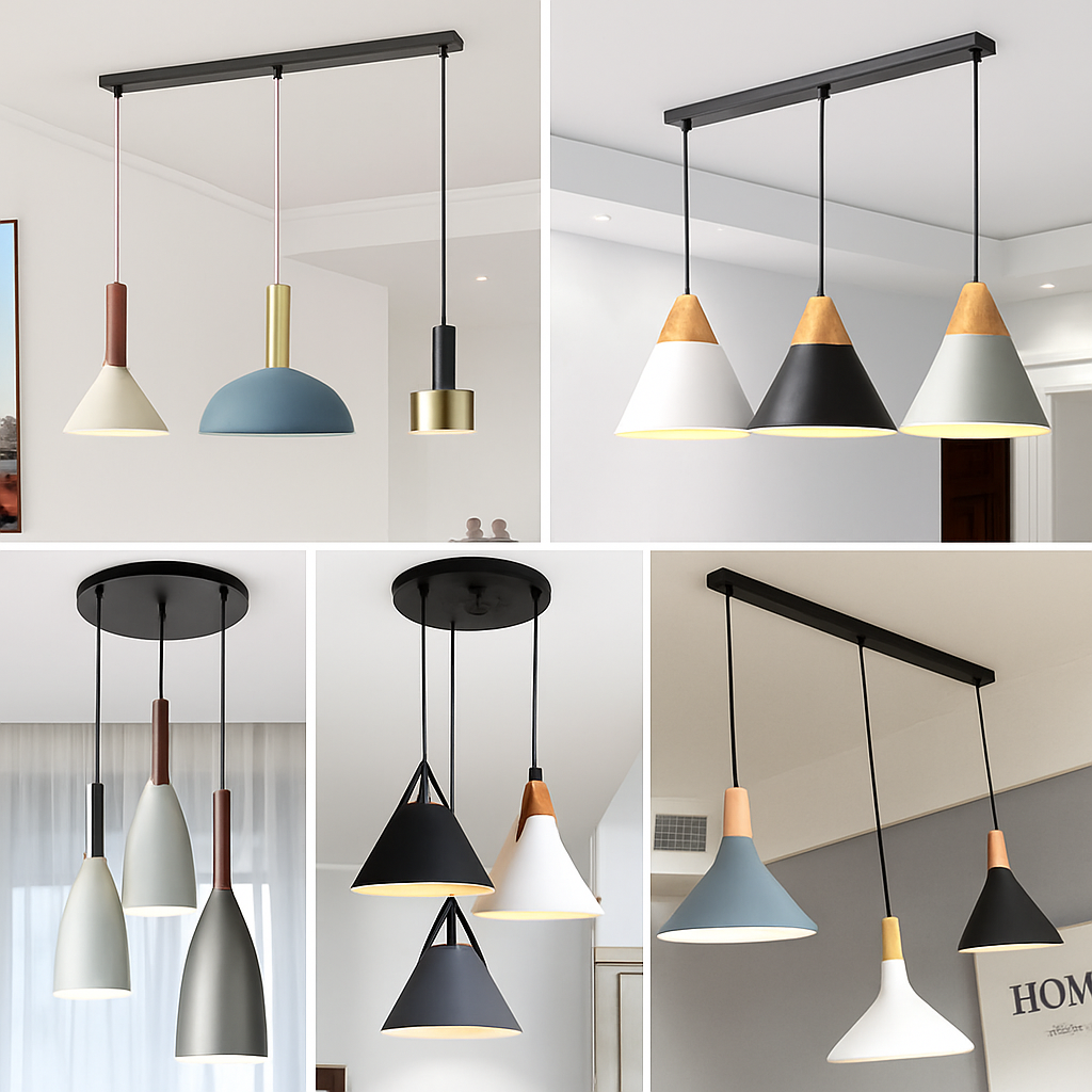 Metal Ceiling Canopy for Multi-Light Pendant Fixtures – Long Mounting Plate in Black or White, 1-5 Outlet Holes, Modern Hardware Accessory