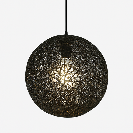 Woven Paper Globe Pendant Light with Adjustable Cord - Handcrafted Sphere Ceiling Fixture for Bedroom & Living Room