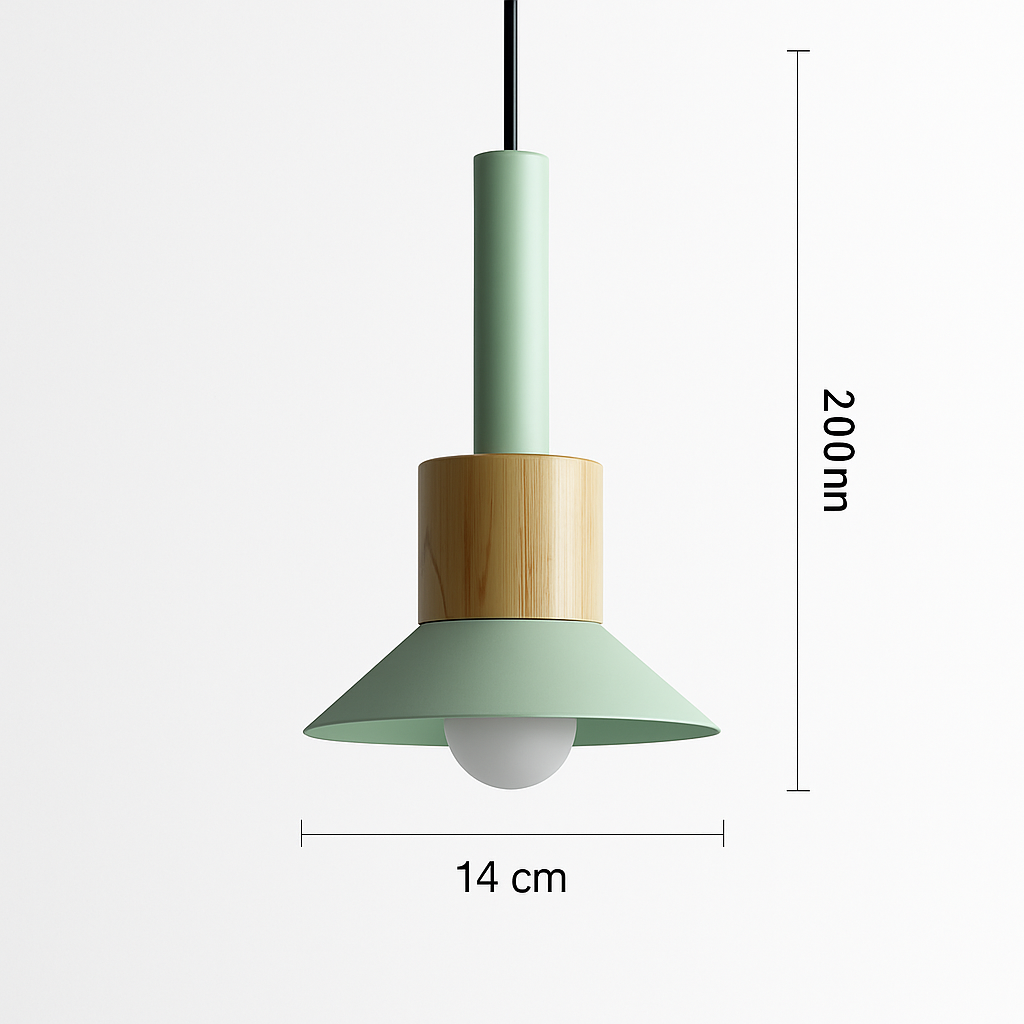 Geometric Wood & Metal Pendant Light – LED Hanging Fixture for Kitchen, Dining Room, Bedroom – Modern Ceiling Lamp with Adjustable Cord