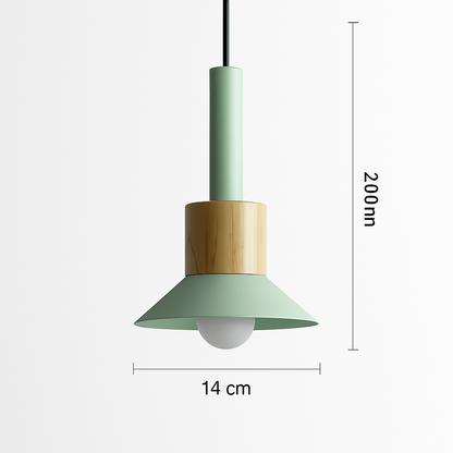 Geometric Wood & Metal Pendant Light – LED Hanging Fixture for Kitchen, Dining Room, Bedroom – Modern Ceiling Lamp with Adjustable Cord