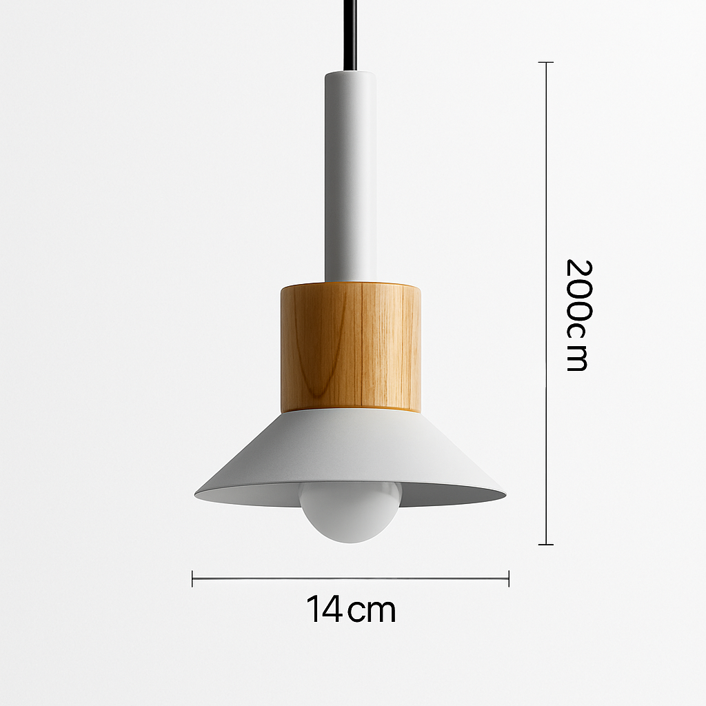 Geometric Wood & Metal Pendant Light – LED Hanging Fixture for Kitchen, Dining Room, Bedroom – Modern Ceiling Lamp with Adjustable Cord