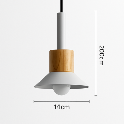 Geometric Wood & Metal Pendant Light – LED Hanging Fixture for Kitchen, Dining Room, Bedroom – Modern Ceiling Lamp with Adjustable Cord