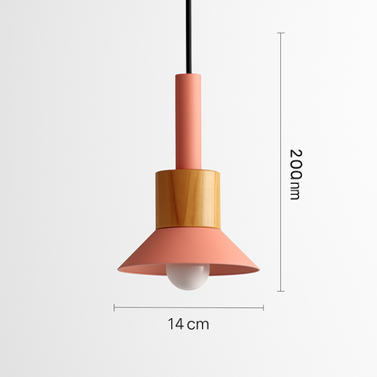 Geometric Wood & Metal Pendant Light – LED Hanging Fixture for Kitchen, Dining Room, Bedroom – Modern Ceiling Lamp with Adjustable Cord