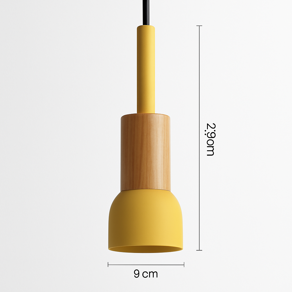Geometric Wood & Metal Pendant Light – LED Hanging Fixture for Kitchen, Dining Room, Bedroom – Modern Ceiling Lamp with Adjustable Cord