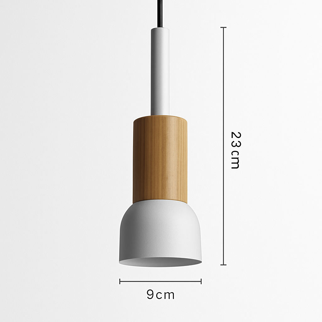 Geometric Wood & Metal Pendant Light – LED Hanging Fixture for Kitchen, Dining Room, Bedroom – Modern Ceiling Lamp with Adjustable Cord