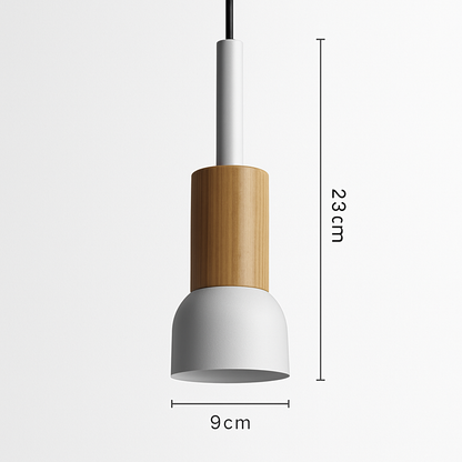 Geometric Wood & Metal Pendant Light – LED Hanging Fixture for Kitchen, Dining Room, Bedroom – Modern Ceiling Lamp with Adjustable Cord