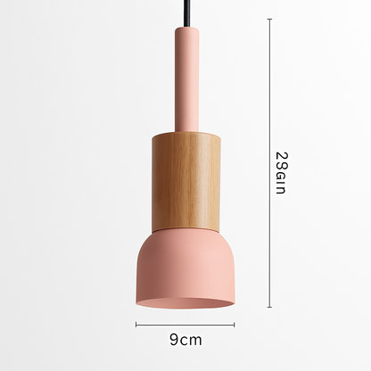Geometric Wood & Metal Pendant Light – LED Hanging Fixture for Kitchen, Dining Room, Bedroom – Modern Ceiling Lamp with Adjustable Cord