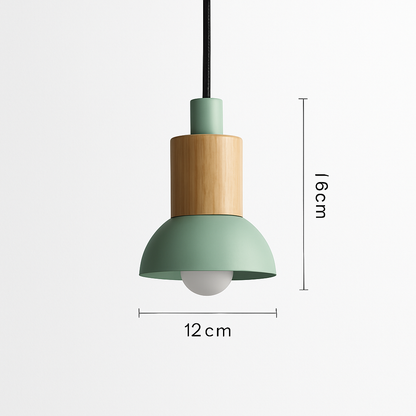 Geometric Wood & Metal Pendant Light – LED Hanging Fixture for Kitchen, Dining Room, Bedroom – Modern Ceiling Lamp with Adjustable Cord