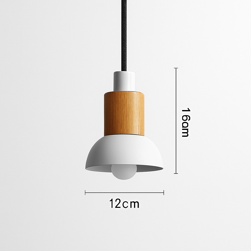 Geometric Wood & Metal Pendant Light – LED Hanging Fixture for Kitchen, Dining Room, Bedroom – Modern Ceiling Lamp with Adjustable Cord