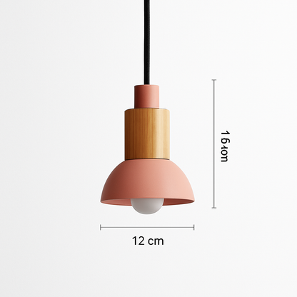 Geometric Wood & Metal Pendant Light – LED Hanging Fixture for Kitchen, Dining Room, Bedroom – Modern Ceiling Lamp with Adjustable Cord