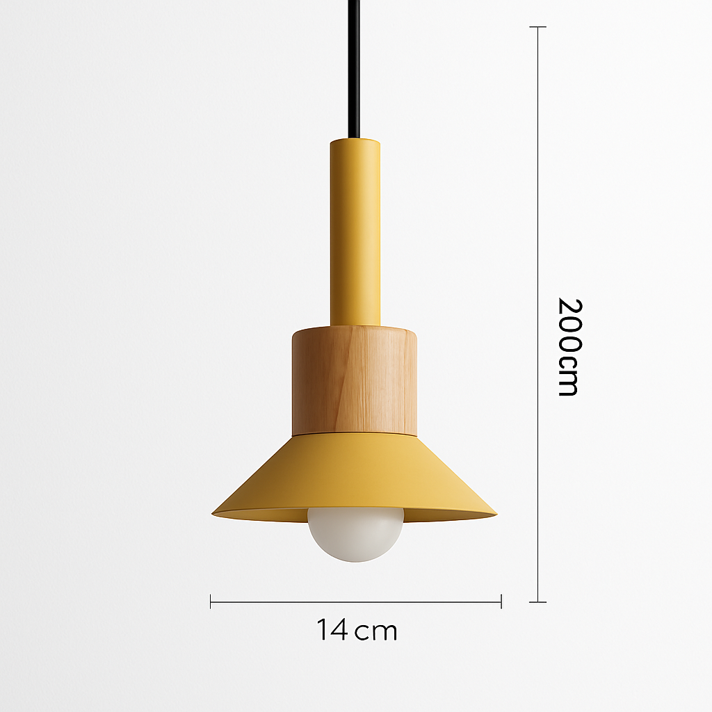 Geometric Wood & Metal Pendant Light – LED Hanging Fixture for Kitchen, Dining Room, Bedroom – Modern Ceiling Lamp with Adjustable Cord