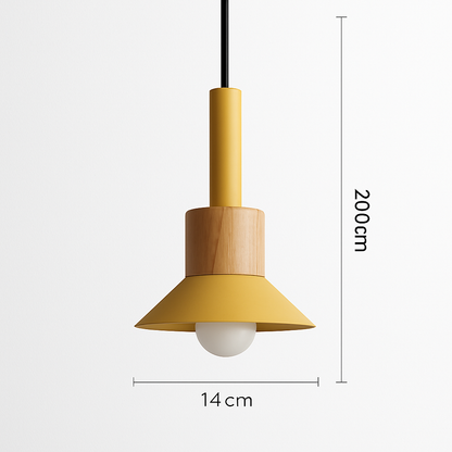 Geometric Wood & Metal Pendant Light – LED Hanging Fixture for Kitchen, Dining Room, Bedroom – Modern Ceiling Lamp with Adjustable Cord