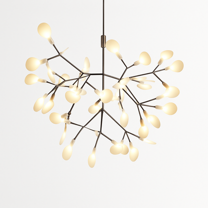 Multi-Branch LED Ceiling Fixture with Adjustable Height for Dining Room & Living Room | Modern Metal Chandelier in Copper or Black | Dimmabl