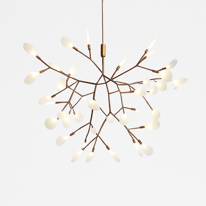 Multi-Branch LED Ceiling Fixture with Adjustable Height for Dining Room & Living Room | Modern Metal Chandelier in Copper or Black | Dimmabl