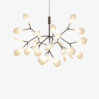 Multi-Branch LED Ceiling Fixture with Adjustable Height for Dining Room & Living Room | Modern Metal Chandelier in Copper or Black | Dimmabl