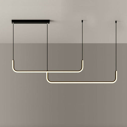 Linear Aluminum LED Ceiling Light Fixture 47 in Black Dimmable for Kitchen Island Dining Table Modern Suspended Bar Over Counter Office