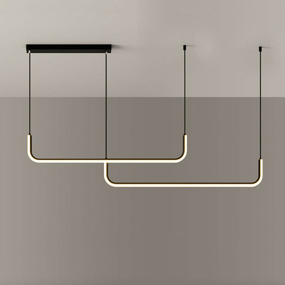 Modern Linear LED Pendant Light | Dimmable Aluminum Hanging Fixture for Dining Room, Kitchen Island & Office | Adjustable Brightness