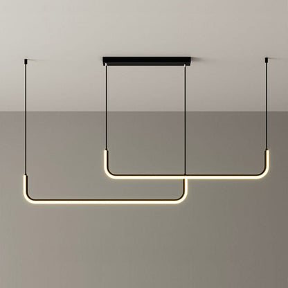Modern Linear LED Pendant Light | Dimmable Aluminum Hanging Fixture for Dining Room, Kitchen Island & Office | Adjustable Brightness