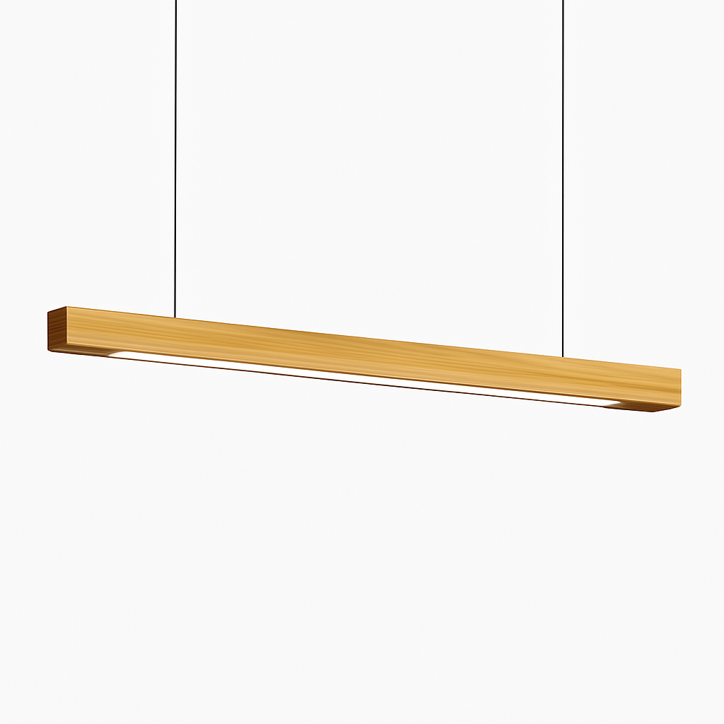 Linear Wood LED Pendant Light with Warm Glow for Dining Rooms, Kitchens & Modern Interiors