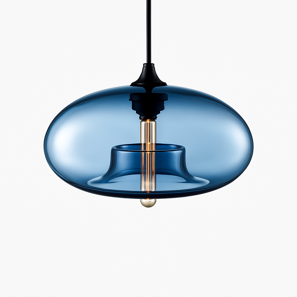Glass Orb Pendant Light with Floating Inner Cylinder – Modern Hanging Fixture for Dining Room, Kitchen, Bedroom – Adjustable 59 in Cord