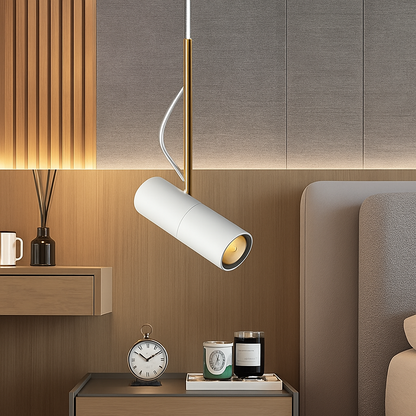 Adjustable Spotlight Pendant Light with Brushed Metal & Gold Stem – Modern Hanging Ceiling Fixture for Kitchen Island, Dining Room & Bedroom