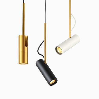 Adjustable Spotlight Pendant Light with Brushed Metal & Gold Stem – Modern Hanging Ceiling Fixture for Kitchen Island, Dining Room & Bedroom