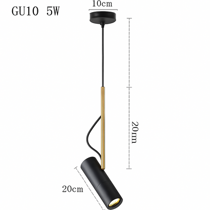 Adjustable Spotlight Pendant Light with Brushed Metal & Gold Stem – Modern Hanging Ceiling Fixture for Kitchen Island, Dining Room & Bedroom