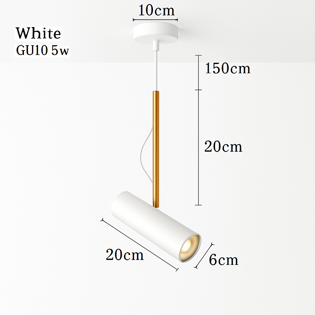 Adjustable Spotlight Pendant Light with Brushed Metal & Gold Stem – Modern Hanging Ceiling Fixture for Kitchen Island, Dining Room & Bedroom