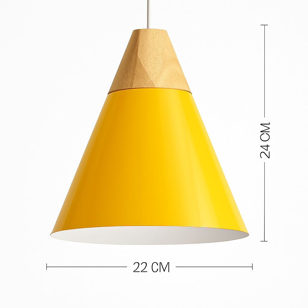 Hanging Ceiling Lamp Wood Metal Shade 11 Inch Drop Light Fixture for Kitchen Island Dining Table Bedroom Scandinavian Style Adjustable Cord