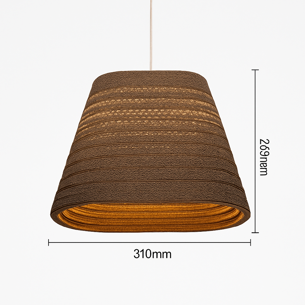 Japandi Paper Pendant Light – Brown Cord-Hung Ceiling Fixture, E27 Bulb Included, 12 Shade Shapes Available for Dining Room, Living Room &