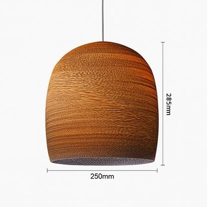 Japandi Paper Pendant Light – Brown Cord-Hung Ceiling Fixture, E27 Bulb Included, 12 Shade Shapes Available for Dining Room, Living Room &