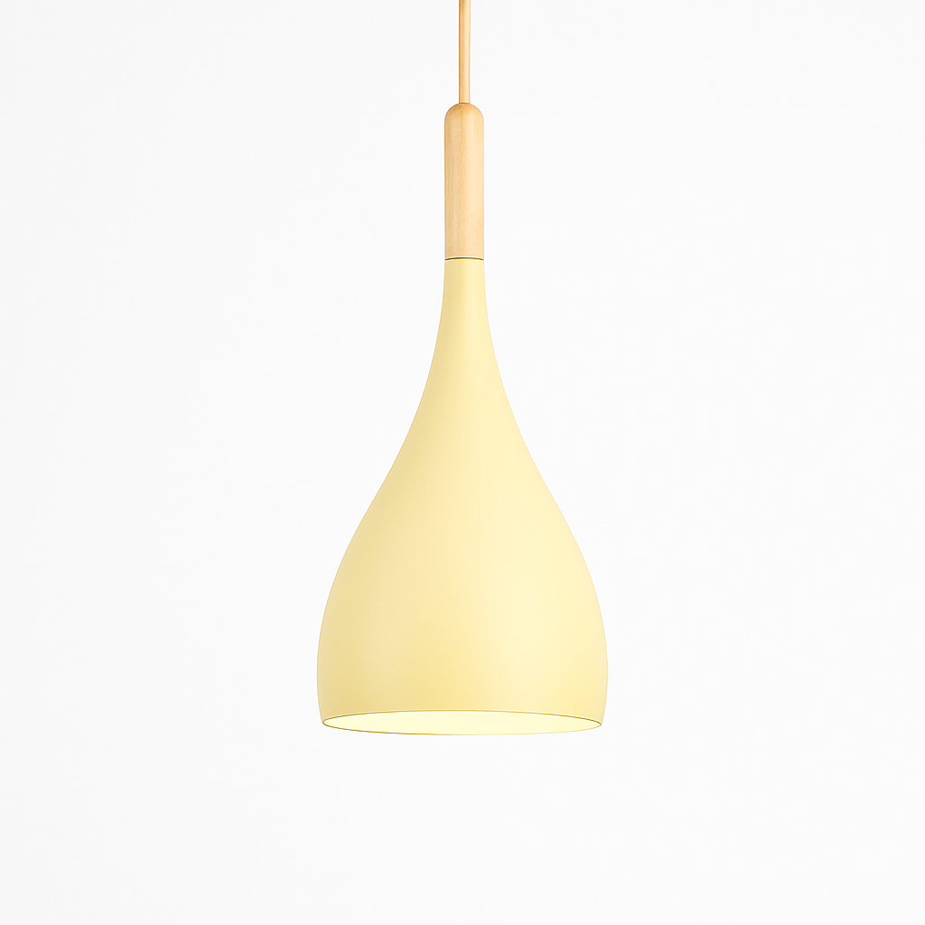 Metal Pendant Light with Wood Rod Modern Kitchen Dining Bar Fixture Adjustable Ceiling Lamp LED E27 Socket Scandinavian Style