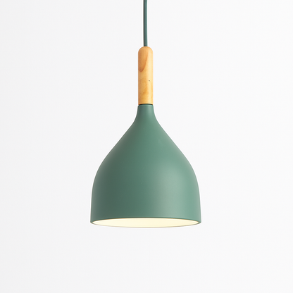Metal Pendant Light with Wood Rod Modern Kitchen Dining Bar Fixture Adjustable Ceiling Lamp LED E27 Socket Scandinavian Style