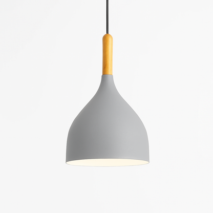 Metal Pendant Light with Wood Rod Modern Kitchen Dining Bar Fixture Adjustable Ceiling Lamp LED E27 Socket Scandinavian Style