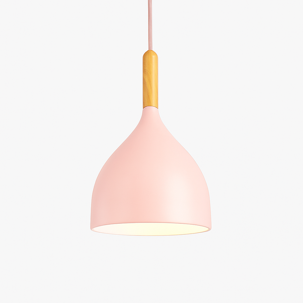 Metal Pendant Light with Wood Rod Modern Kitchen Dining Bar Fixture Adjustable Ceiling Lamp LED E27 Socket Scandinavian Style