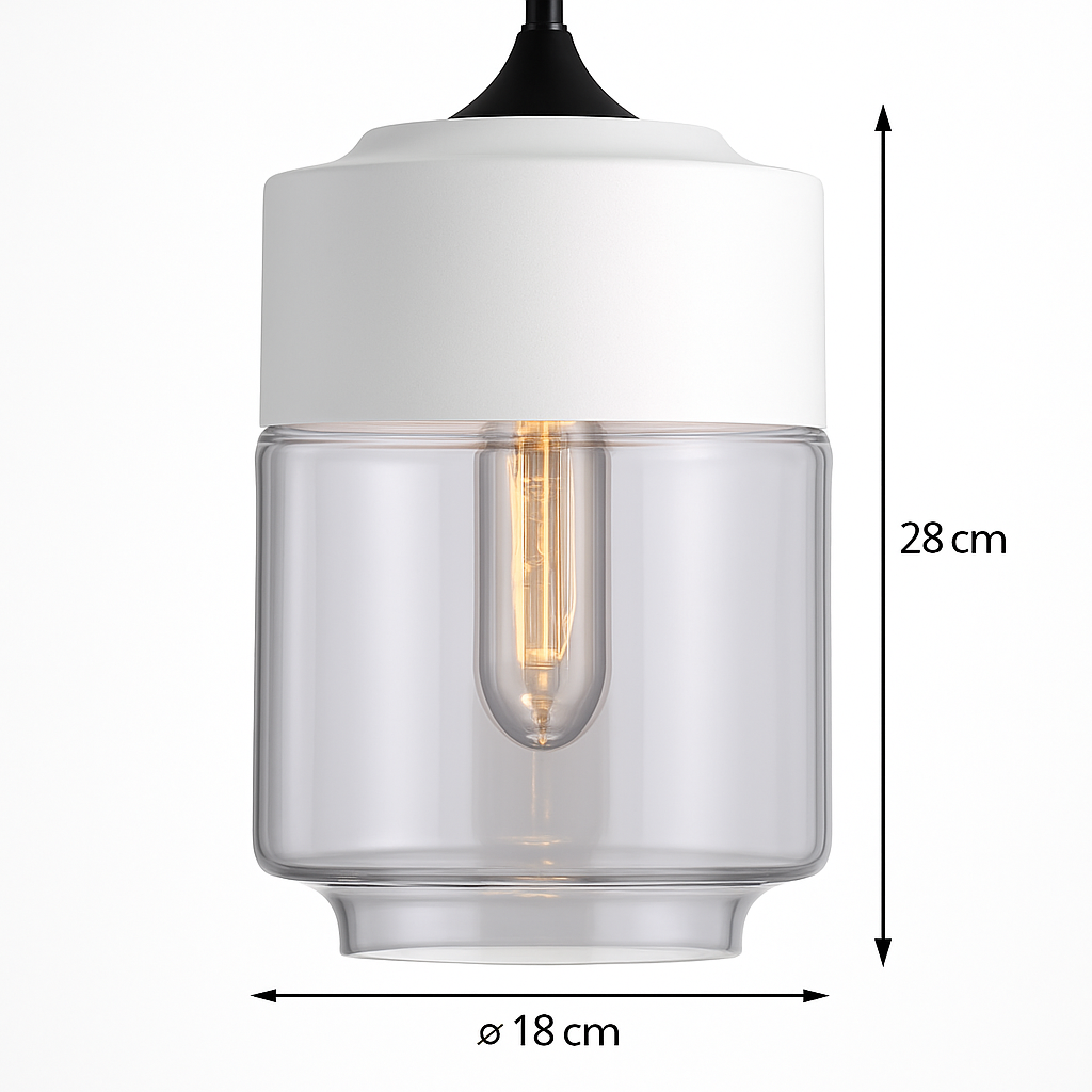 Industrial Glass & Metal Pendant Light for Kitchen Island, Dining Room & Bar | Modern Loft Hanging Fixture with Cord, E27 Socket, Amber or