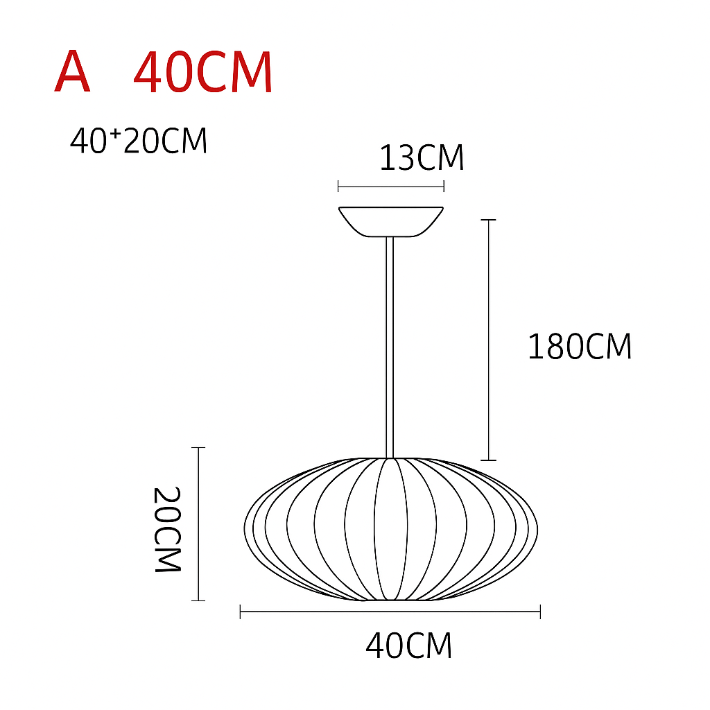 Japanese-Inspired Fabric Pendant Light — Soft Lantern Style Ceiling Fixture for Living Room, Bedroom & Dining