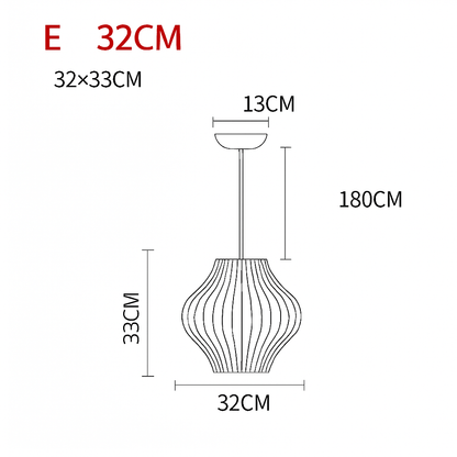 Japanese-Inspired Fabric Pendant Light — Soft Lantern Style Ceiling Fixture for Living Room, Bedroom & Dining