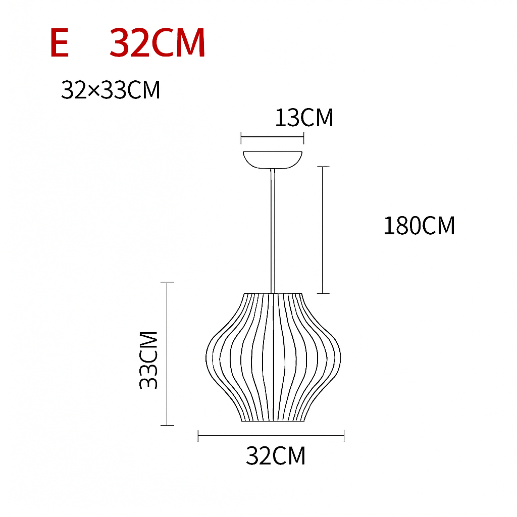 Japanese-Inspired Fabric Pendant Light — Soft Lantern Style Ceiling Fixture for Living Room, Bedroom & Dining