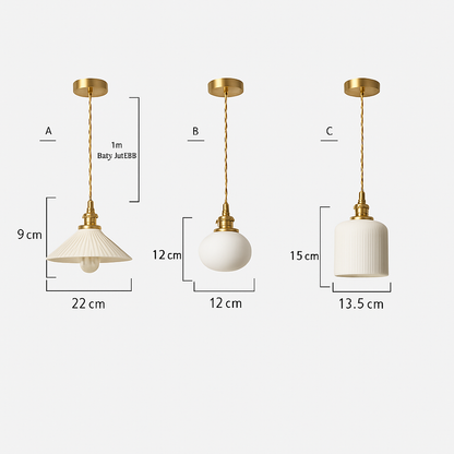 White Ceramic Pendant Light with E27 Socket for Kitchen Island, Dining Room & Bedroom | Modern Hanging Fixture for Home, Office, Hotel