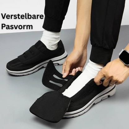 Wide-Fit Adjustable Footwear for Sensitive Feet with Hook-and-Loop Straps and Breathable Mesh