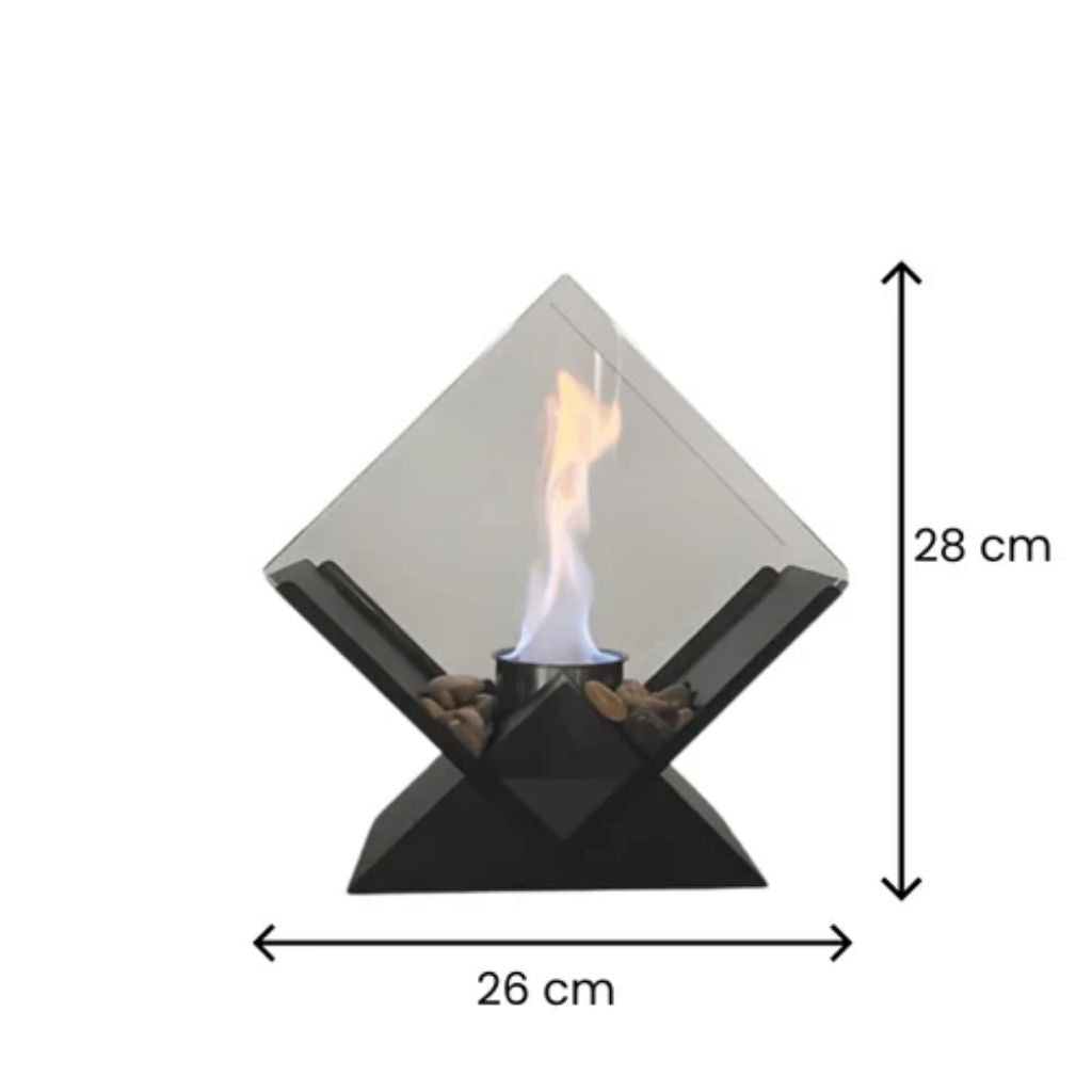 Ethanol Tabletop Fireplace Glass Enclosure Indoor Outdoor Portable Fire Bowl Centerpiece for Dining Table Patio Balcony