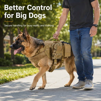 Ortekor Tactical Dog Backpack Harness for Hiking & Daily Walks - Detachable Pouches for Gear & Better Control