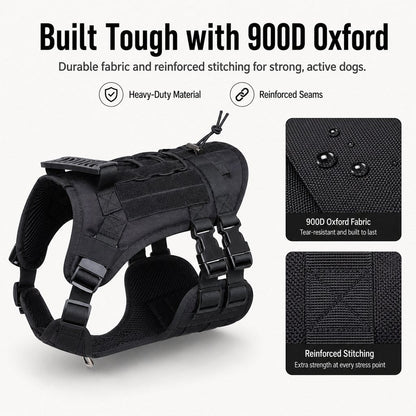Ortekor Tactical Dog Harness Backpack for Large Dogs - Outdoor Walking, Training & Hiking Gear with Load Carrying Pouch