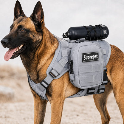 Ortekor Tactical Dog Harness Backpack for Large Dogs - Outdoor Walking, Training & Hiking Gear with Load Carrying Pouch