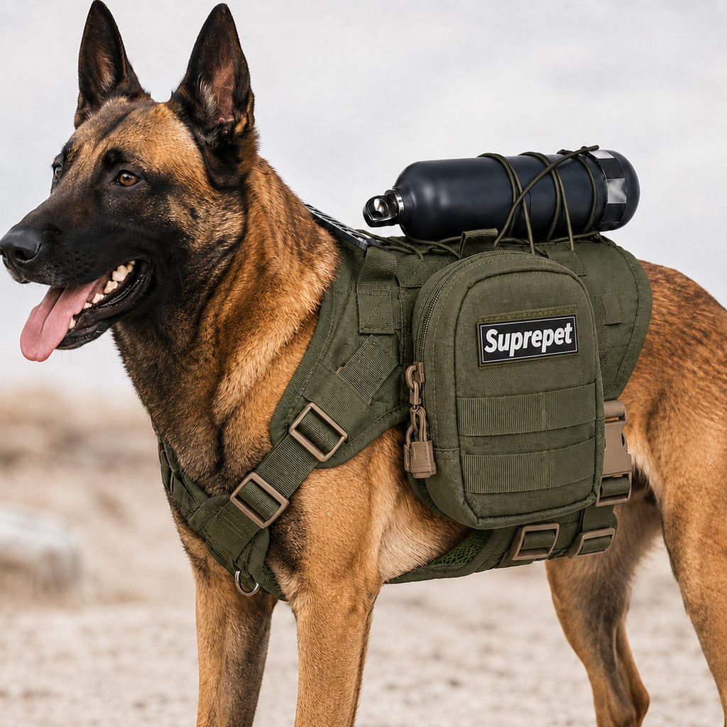 Ortekor Tactical Dog Harness Backpack for Large Dogs - Outdoor Walking, Training & Hiking Gear with Load Carrying Pouch