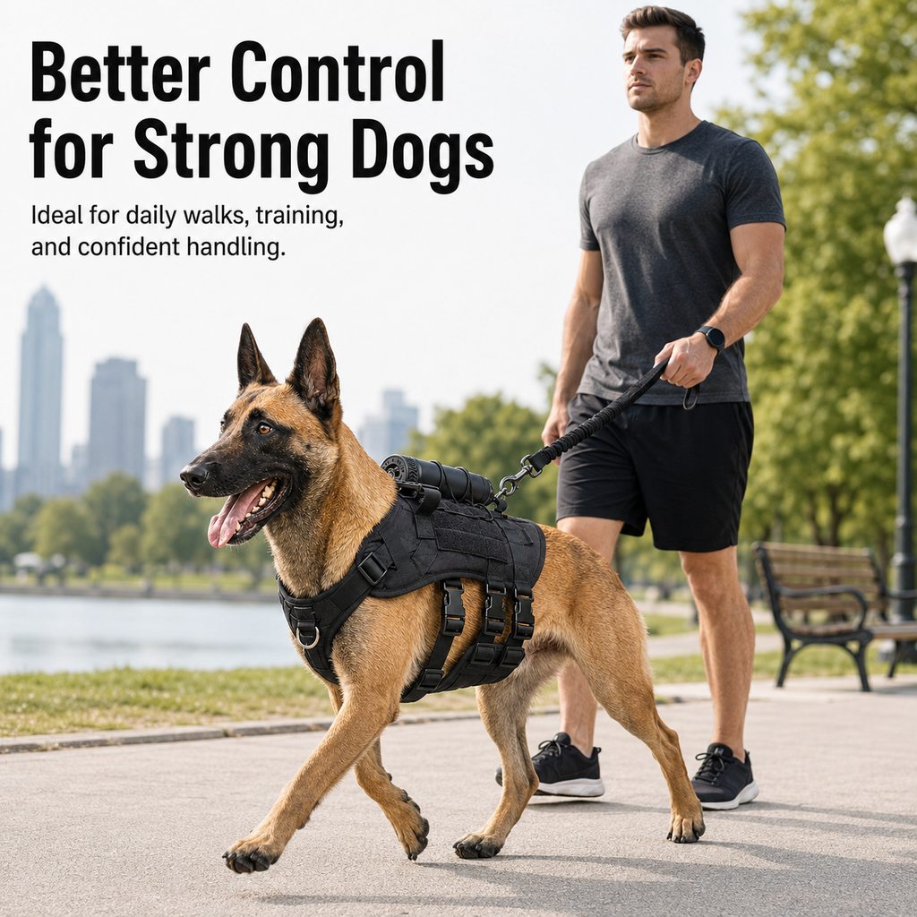 Ortekor Tactical Dog Harness Backpack for Large Dogs - Outdoor Walking, Training & Hiking Gear with Load Carrying Pouch