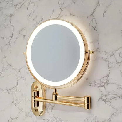 LED Lighted Bathroom Mirror 8 Inch with Magnification Touch Control USB Rechargeable Wall Mount Vanity Mirror for Makeup Application Skincar