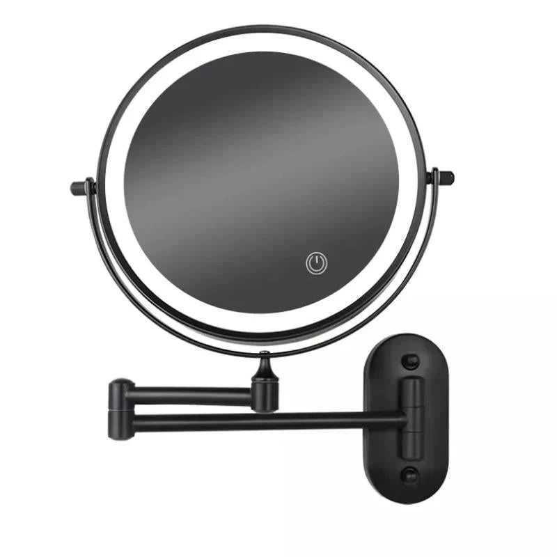 LED Lighted Bathroom Mirror 8 Inch with Magnification Touch Control USB Rechargeable Wall Mount Vanity Mirror for Makeup Application Skincar